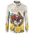 Melbourne Horse Racing Personalised Button Sweatshirt Australian Horse With Yellow Roses