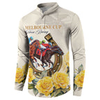 Melbourne Horse Racing Personalised Button Sweatshirt Australian Horse With Yellow Roses