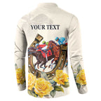 Melbourne Horse Racing Personalised Button Sweatshirt Australian Horse With Yellow Roses
