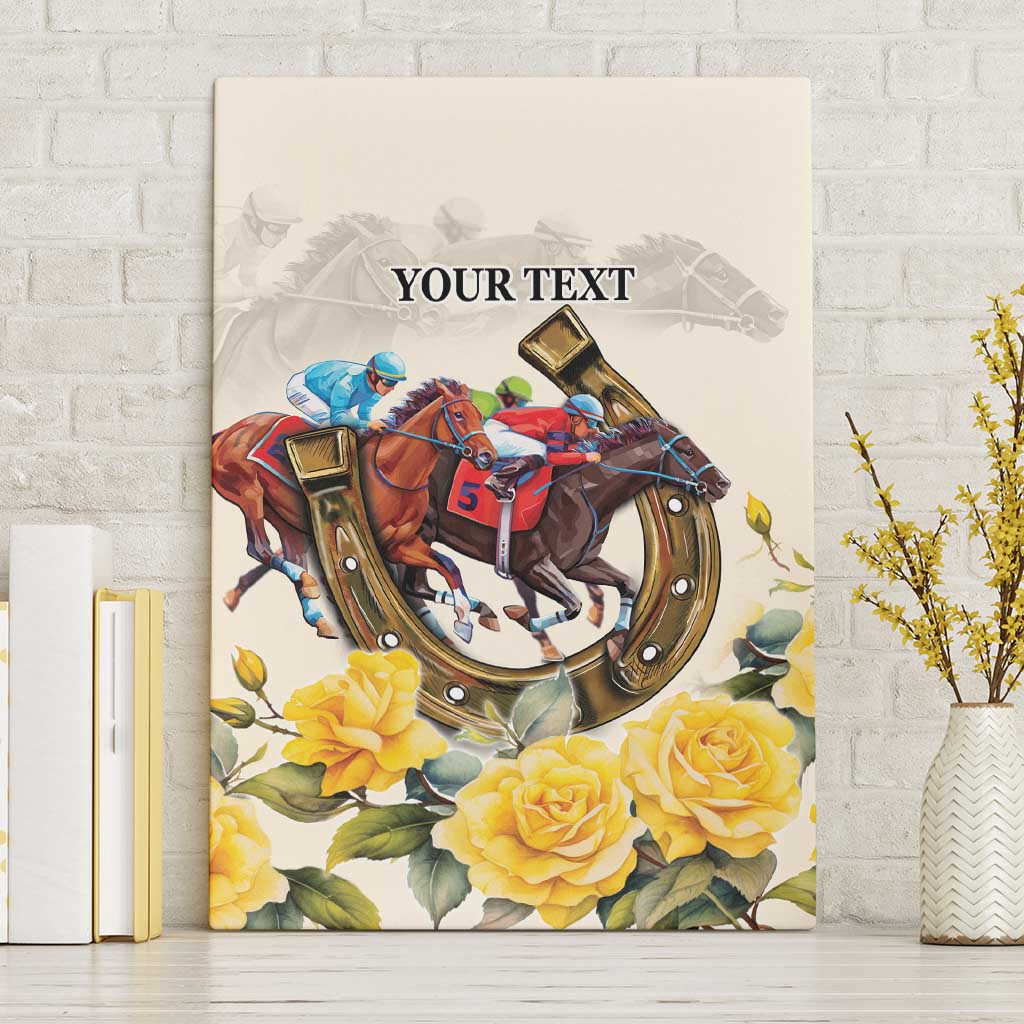 Melbourne Horse Racing Personalised Canvas Wall Art Australian Horse With Yellow Roses
