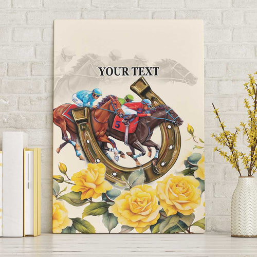 Melbourne Horse Racing Personalised Canvas Wall Art Australian Horse With Yellow Roses