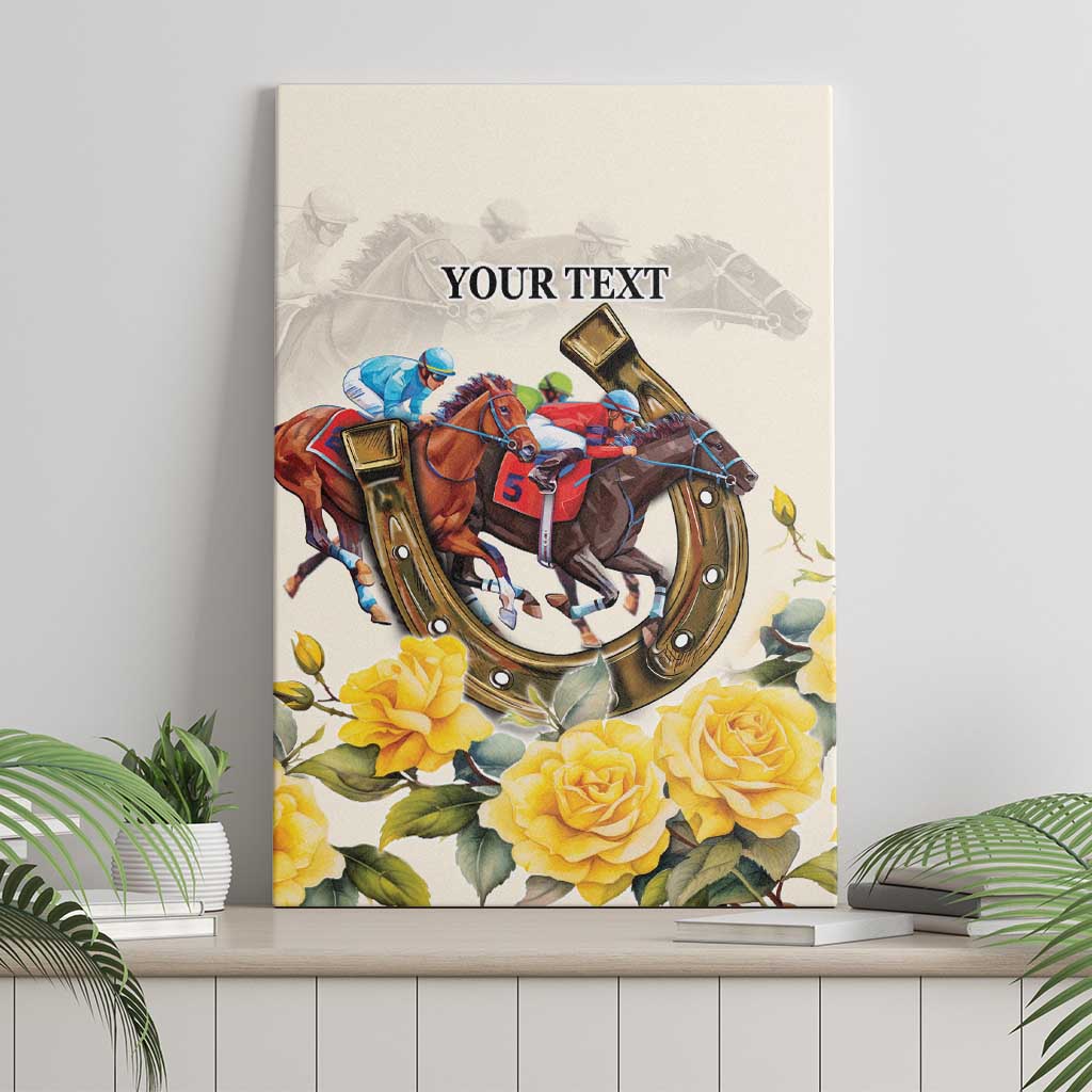 Melbourne Horse Racing Personalised Canvas Wall Art Australian Horse With Yellow Roses