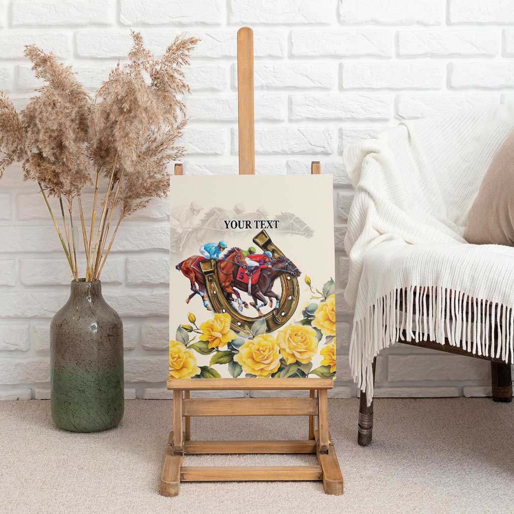 Melbourne Horse Racing Personalised Canvas Wall Art Australian Horse With Yellow Roses