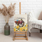 Melbourne Horse Racing Personalised Canvas Wall Art Australian Horse With Yellow Roses
