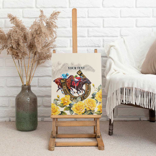 Melbourne Horse Racing Personalised Canvas Wall Art Australian Horse With Yellow Roses