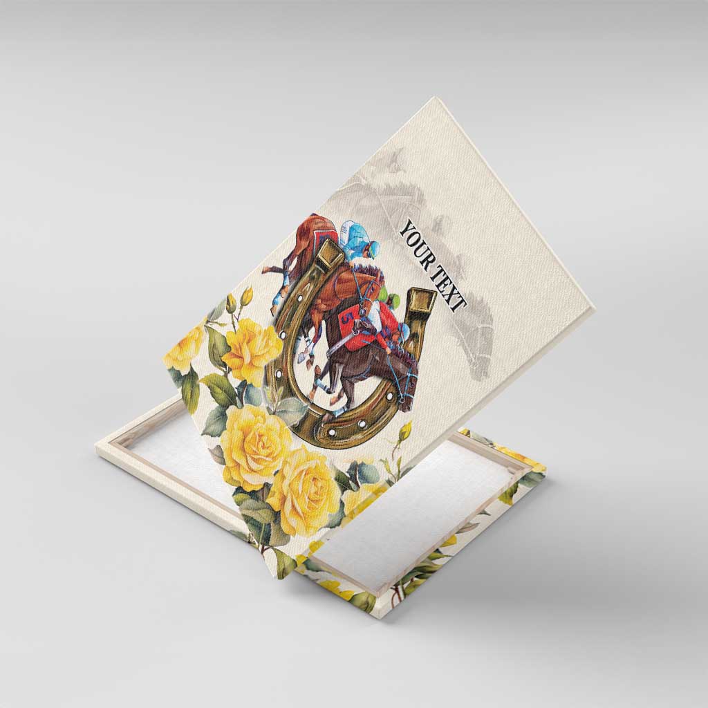 Melbourne Horse Racing Personalised Canvas Wall Art Australian Horse With Yellow Roses