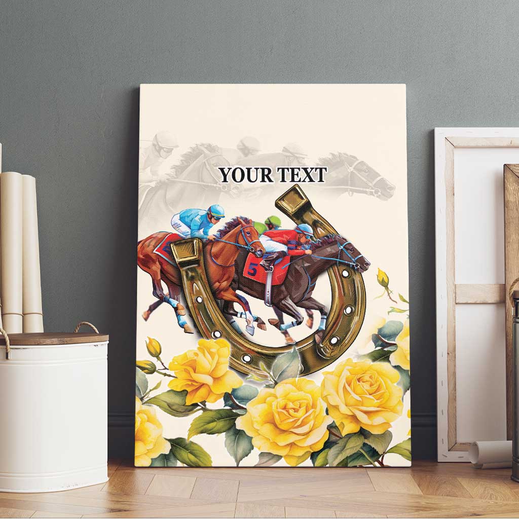 Melbourne Horse Racing Personalised Canvas Wall Art Australian Horse With Yellow Roses