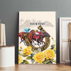 Melbourne Horse Racing Personalised Canvas Wall Art Australian Horse With Yellow Roses