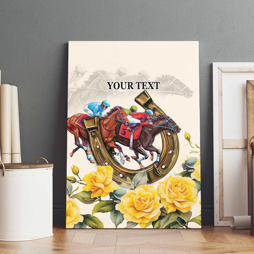 Melbourne Horse Racing Personalised Canvas Wall Art Australian Horse With Yellow Roses