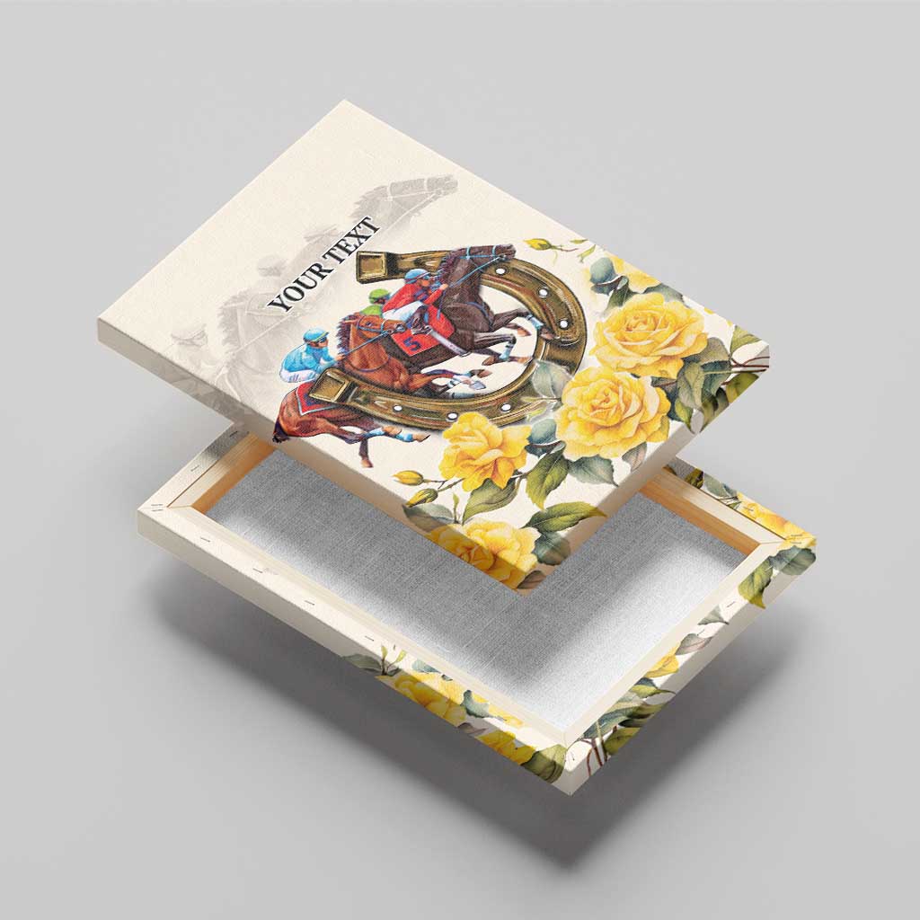 Melbourne Horse Racing Personalised Canvas Wall Art Australian Horse With Yellow Roses