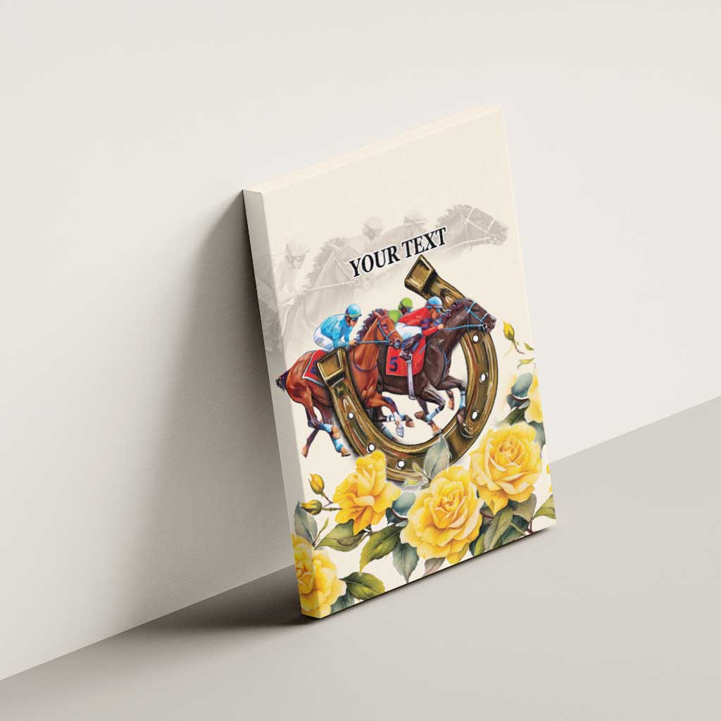 Melbourne Horse Racing Personalised Canvas Wall Art Australian Horse With Yellow Roses