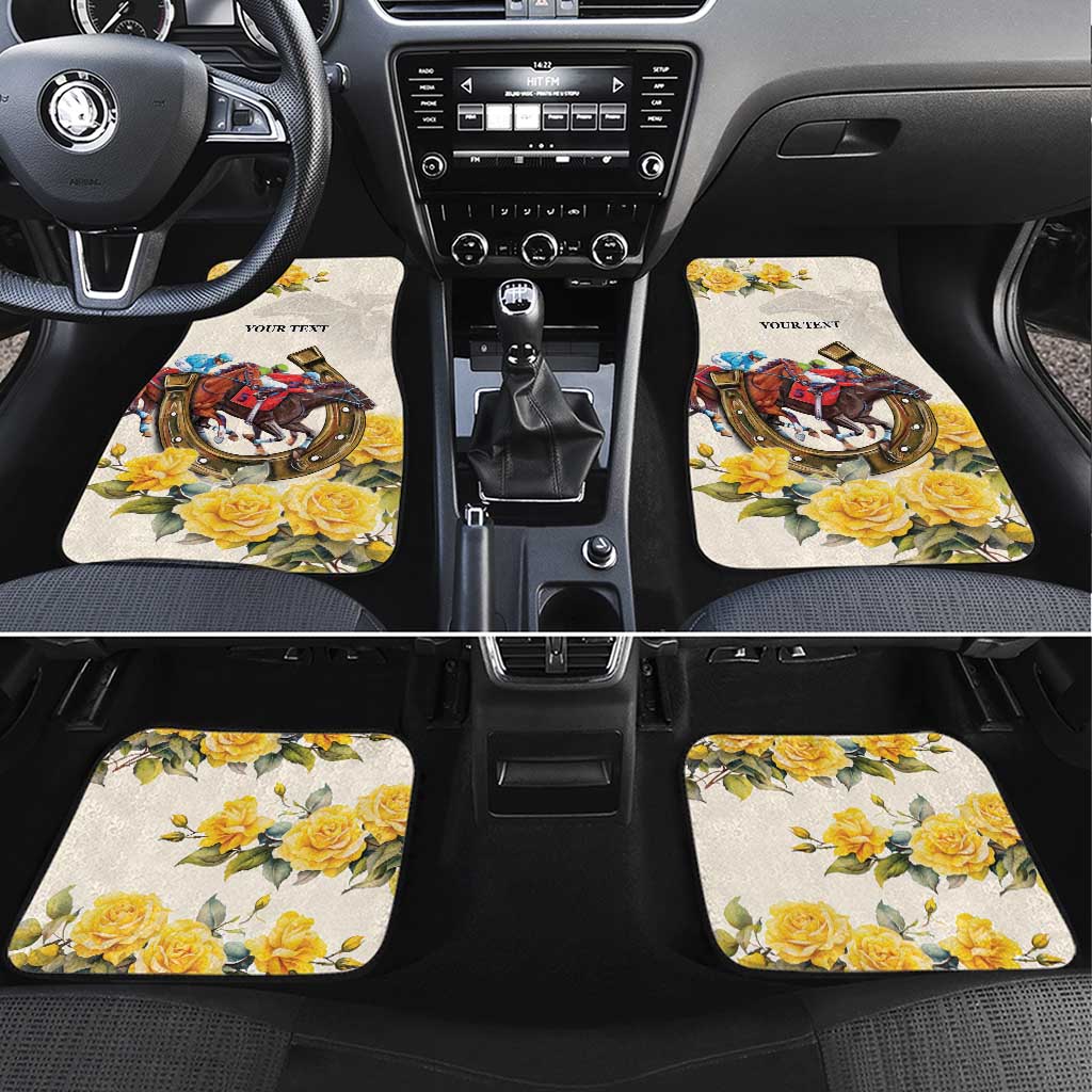 Melbourne Horse Racing Personalised Car Mats Australian Horse With Yellow Roses
