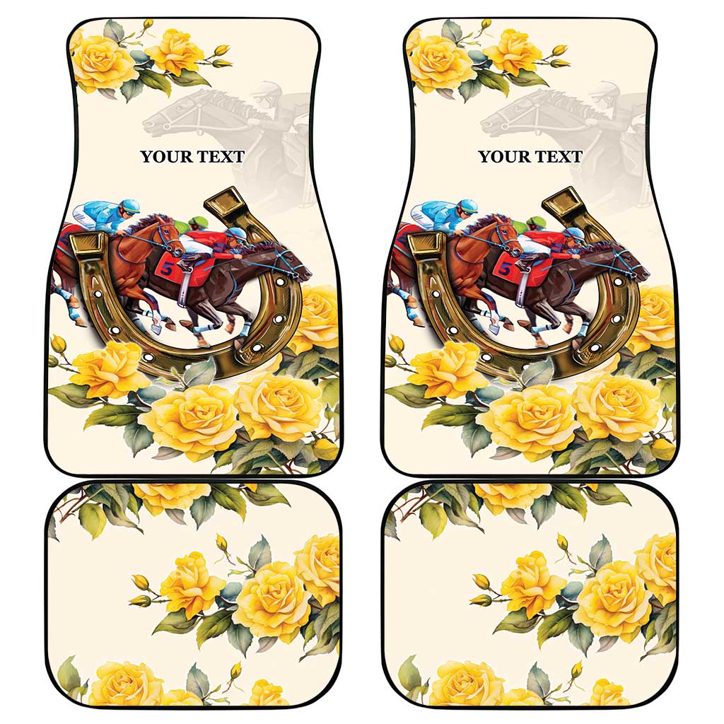 Melbourne Horse Racing Personalised Car Mats Australian Horse With Yellow Roses