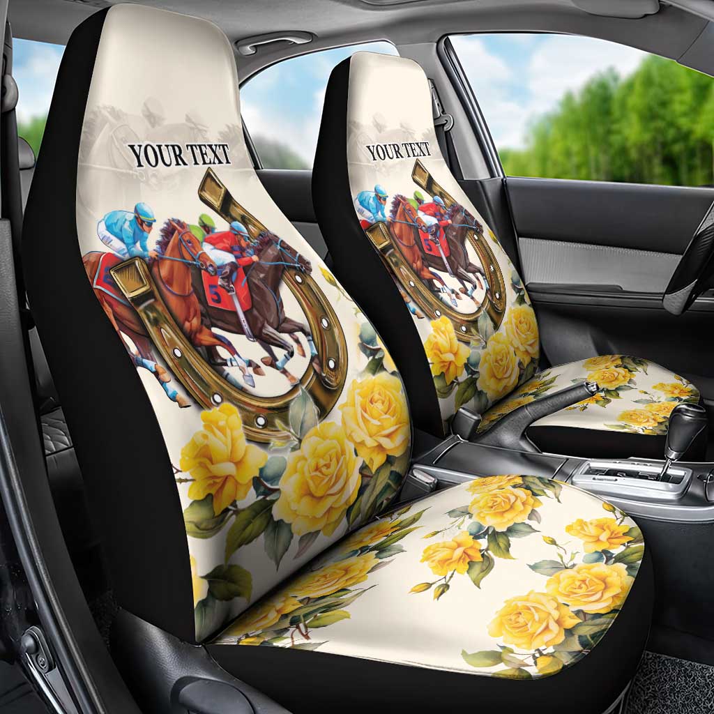 Melbourne Horse Racing Personalised Car Seat Cover Australian Horse With Yellow Roses