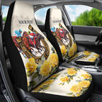 Melbourne Horse Racing Personalised Car Seat Cover Australian Horse With Yellow Roses