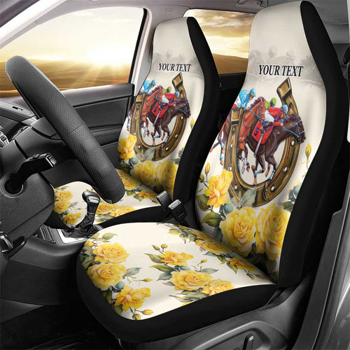 Melbourne Horse Racing Personalised Car Seat Cover Australian Horse With Yellow Roses