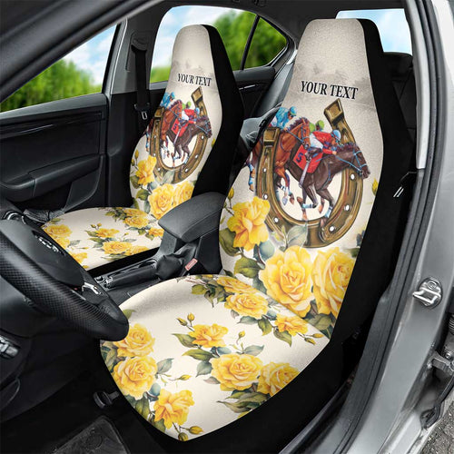 Melbourne Horse Racing Personalised Car Seat Cover Australian Horse With Yellow Roses