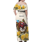 Melbourne Horse Racing Personalised Family Matching Off Shoulder Maxi Dress and Hawaiian Shirt Australian Horse With Yellow Roses