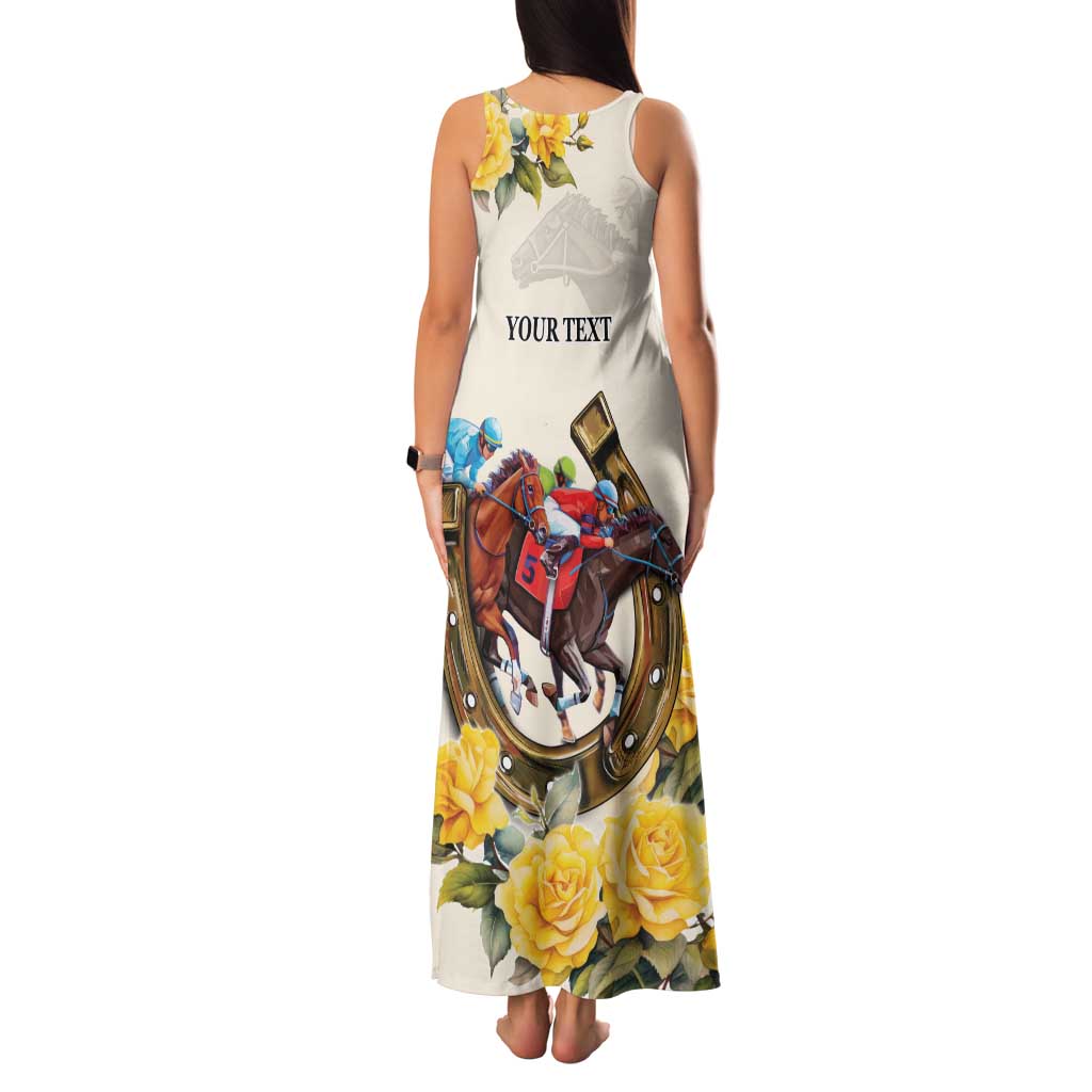 Melbourne Horse Racing Personalised Family Matching Tank Maxi Dress and Hawaiian Shirt Australian Horse With Yellow Roses