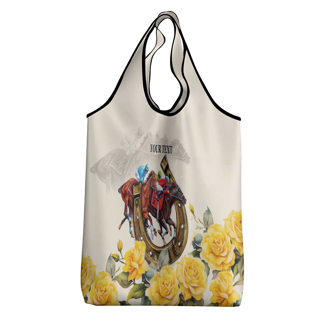 Melbourne Horse Racing Personalised Grocery Bag Australian Horse With Yellow Roses