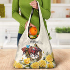 Melbourne Horse Racing Personalised Grocery Bag Australian Horse With Yellow Roses