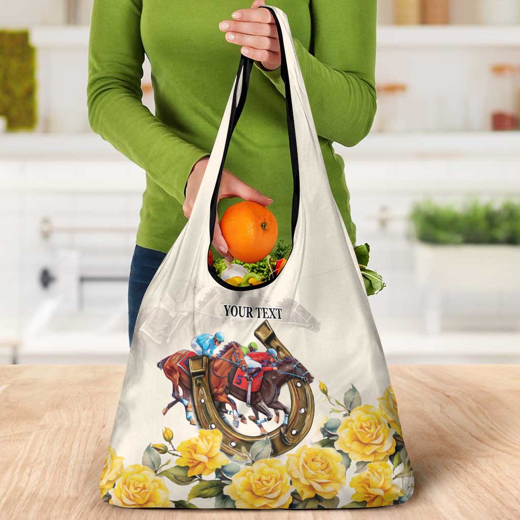 Melbourne Horse Racing Personalised Grocery Bag Australian Horse With Yellow Roses