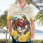 Melbourne Horse Racing Personalised Hawaiian Shirt Australian Horse With Yellow Roses