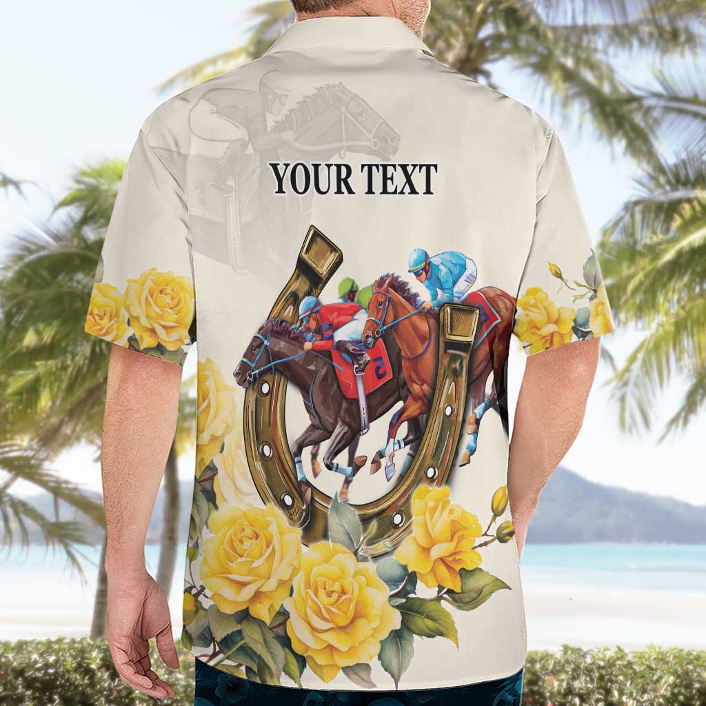 Melbourne Horse Racing Personalised Hawaiian Shirt Australian Horse With Yellow Roses