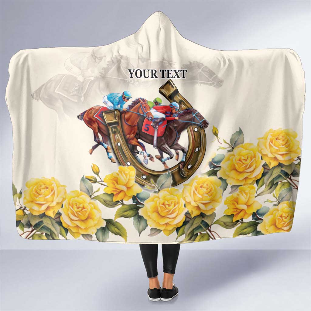 Melbourne Horse Racing Personalised Hooded Blanket Australian Horse With Yellow Roses