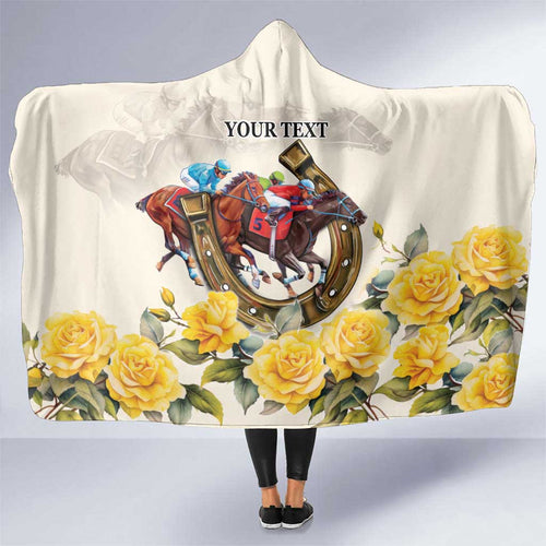Melbourne Horse Racing Personalised Hooded Blanket Australian Horse With Yellow Roses