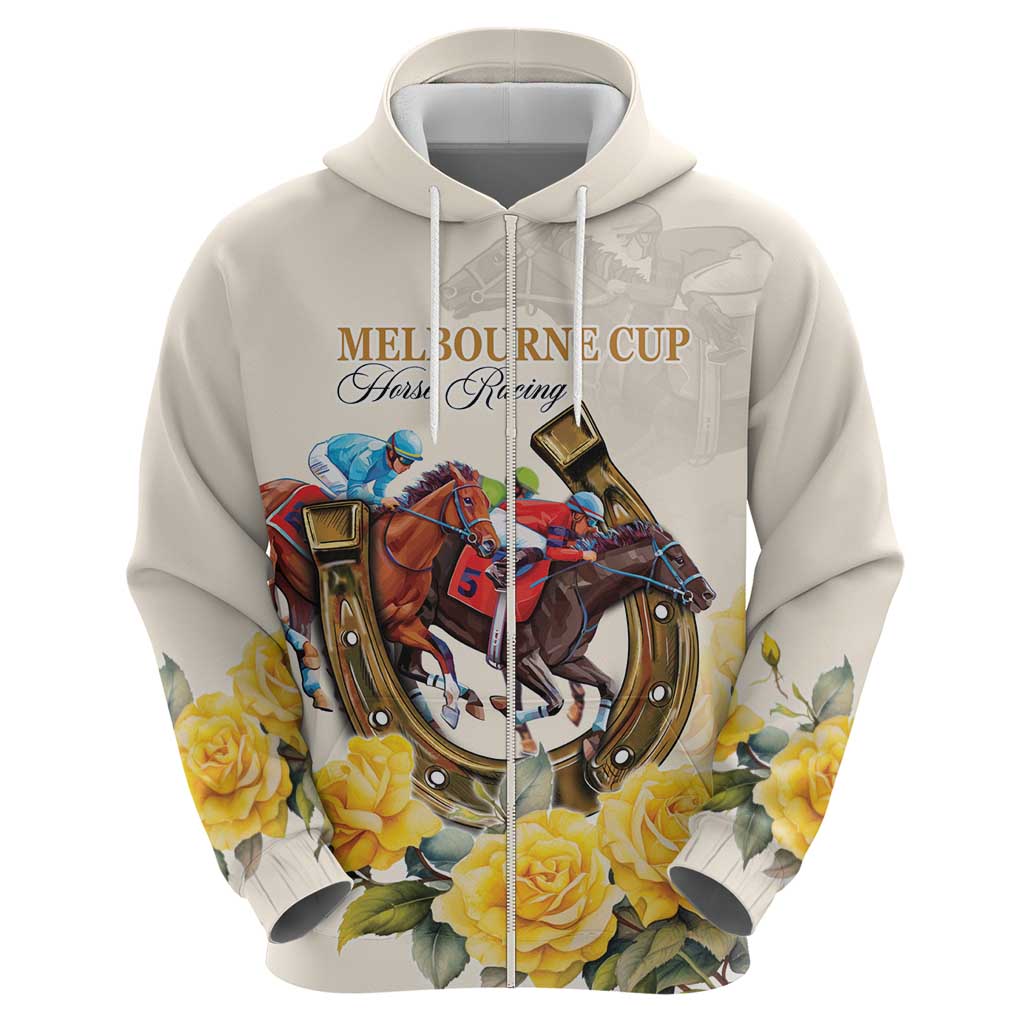 Melbourne Horse Racing Personalised Hoodie Australian Horse With Yellow Roses