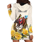 Melbourne Horse Racing Personalised Hoodie Dress Australian Horse With Yellow Roses