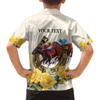 Melbourne Horse Racing Personalised Kid Hawaiian Shirt Australian Horse With Yellow Roses