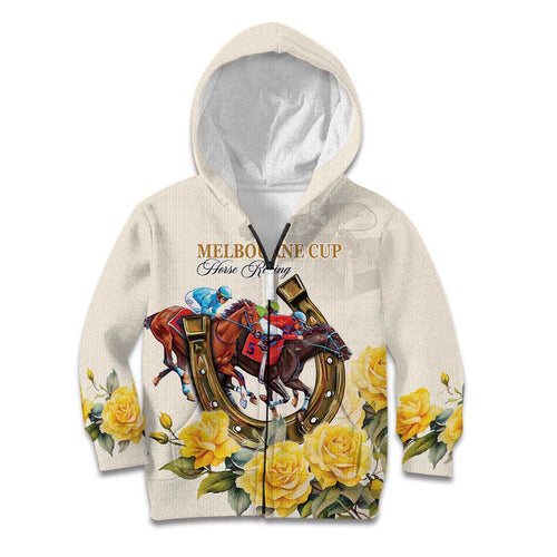 Melbourne Horse Racing Personalised Kid Hoodie Australian Horse With Yellow Roses