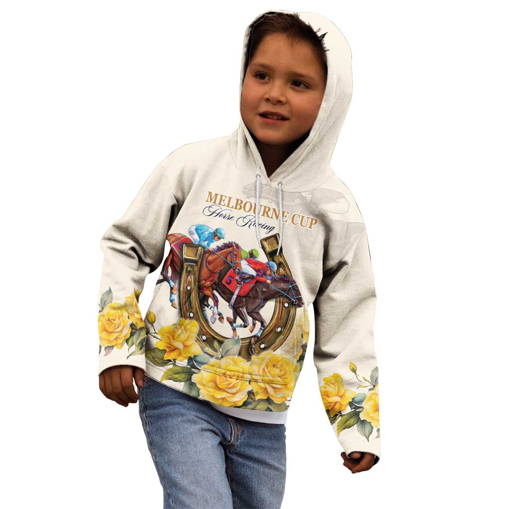 Melbourne Horse Racing Personalised Kid Hoodie Australian Horse With Yellow Roses