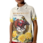 Melbourne Horse Racing Personalised Kid Polo Shirt Australian Horse With Yellow Roses