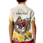 Melbourne Horse Racing Personalised Kid Polo Shirt Australian Horse With Yellow Roses