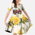 Melbourne Horse Racing Personalised Kid Short Sleeve Dress Australian Horse With Yellow Roses