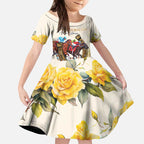 Melbourne Horse Racing Personalised Kid Short Sleeve Dress Australian Horse With Yellow Roses