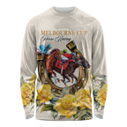 Melbourne Horse Racing Personalised Long Sleeve Shirt Australian Horse With Yellow Roses