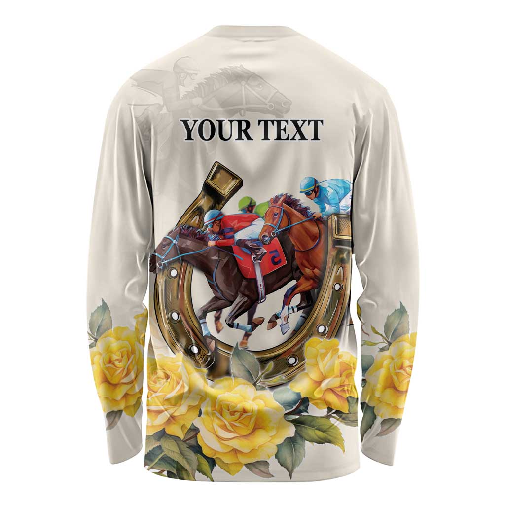 Melbourne Horse Racing Personalised Long Sleeve Shirt Australian Horse With Yellow Roses
