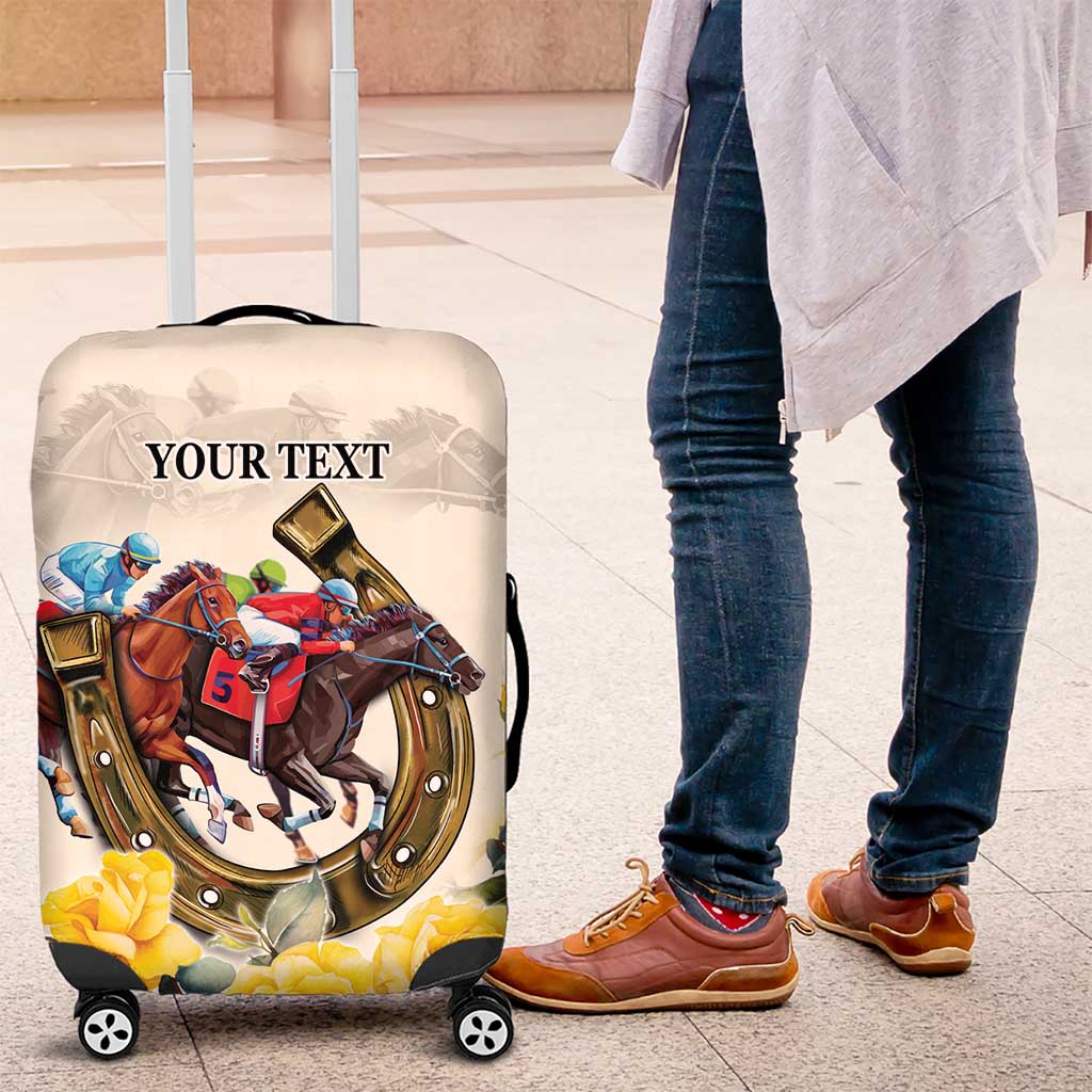 Melbourne Horse Racing Personalised Luggage Cover Australian Horse With Yellow Roses