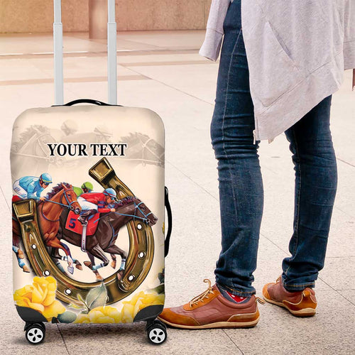 Melbourne Horse Racing Personalised Luggage Cover Australian Horse With Yellow Roses