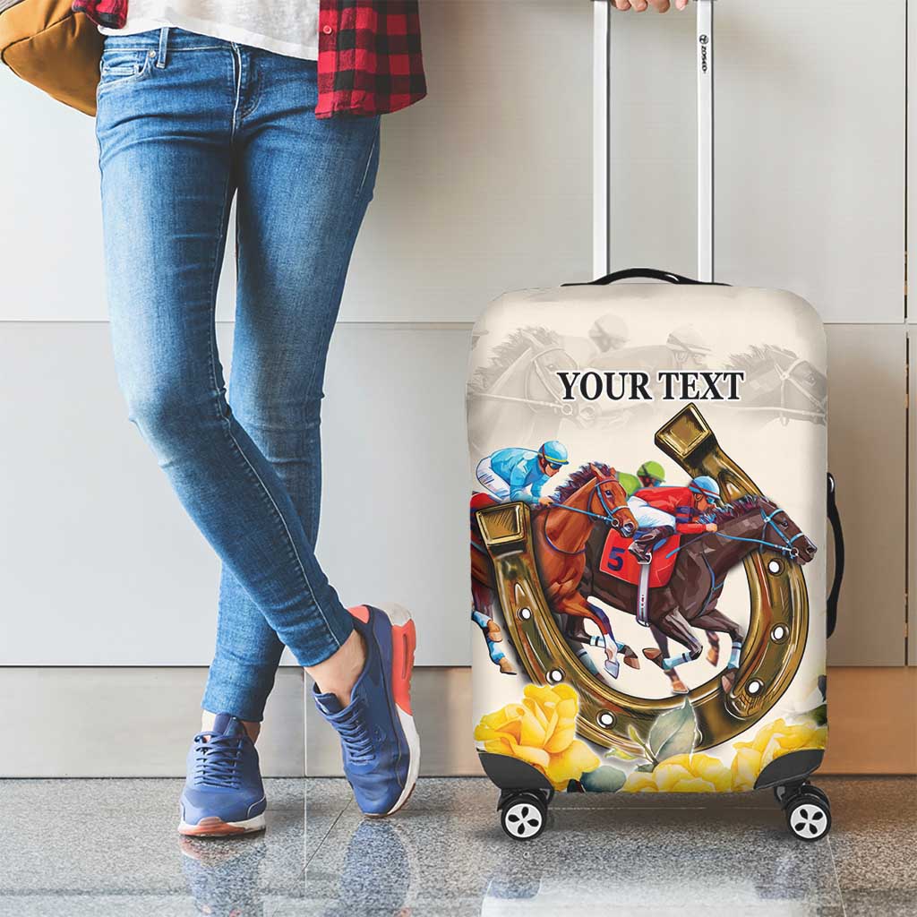 Melbourne Horse Racing Personalised Luggage Cover Australian Horse With Yellow Roses