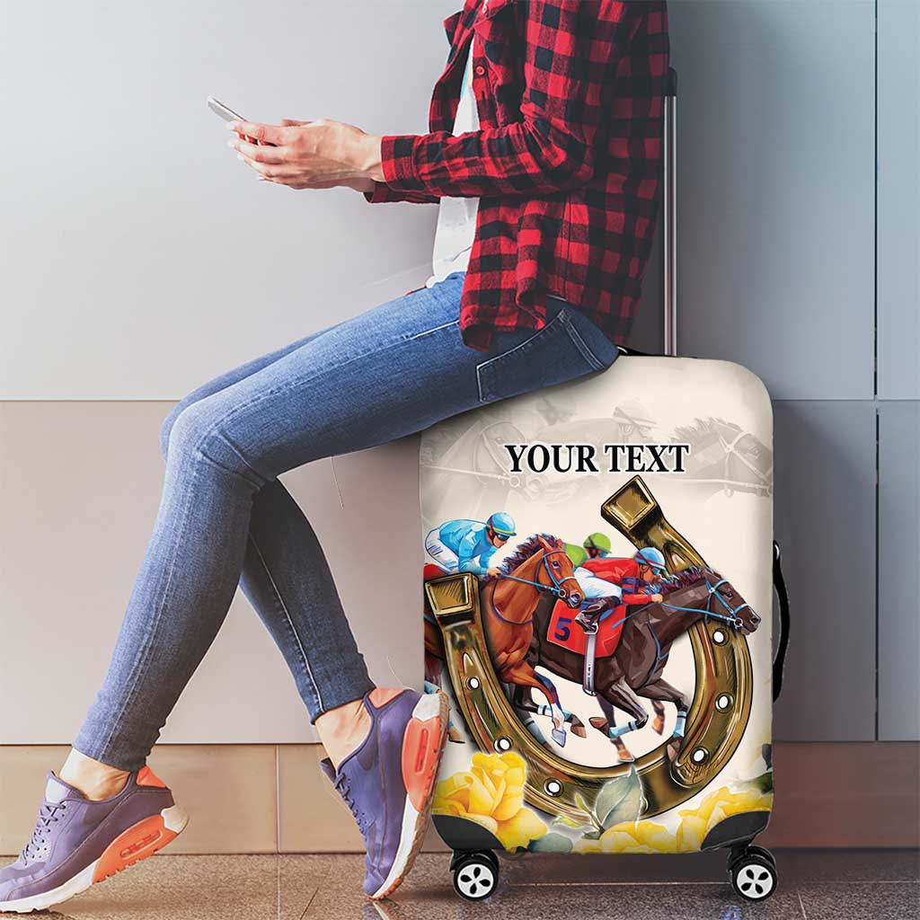 Melbourne Horse Racing Personalised Luggage Cover Australian Horse With Yellow Roses