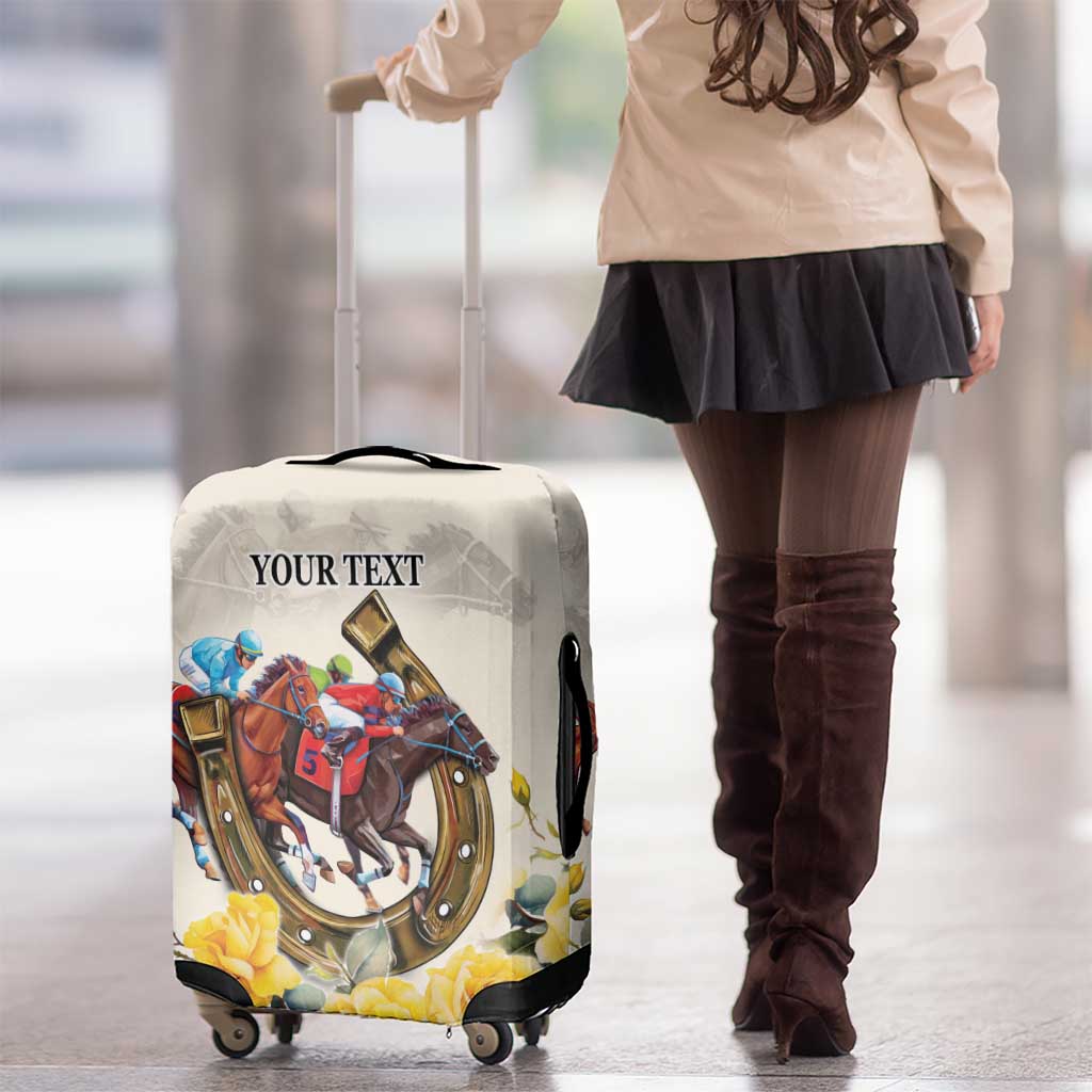 Melbourne Horse Racing Personalised Luggage Cover Australian Horse With Yellow Roses