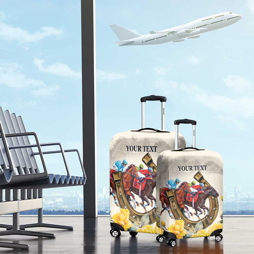 Melbourne Horse Racing Personalised Luggage Cover Australian Horse With Yellow Roses