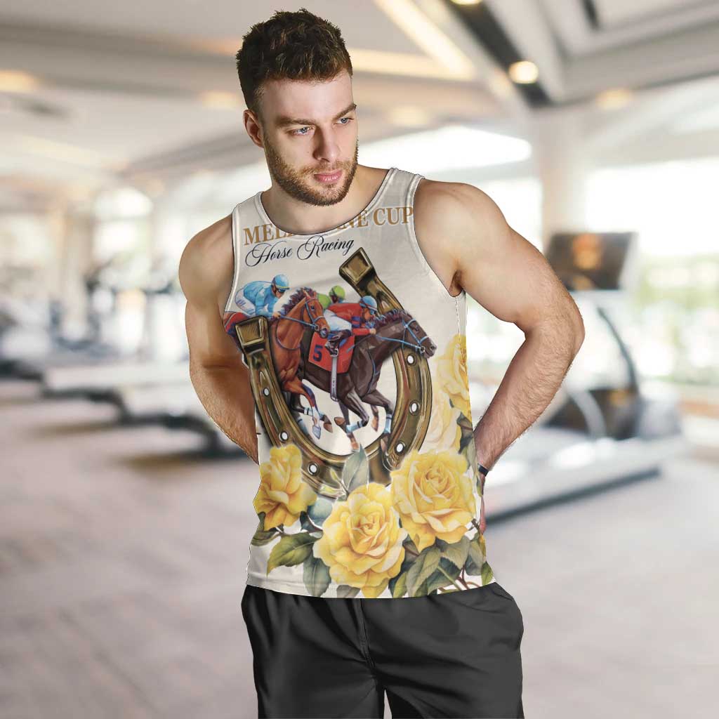 Melbourne Horse Racing Personalised Men Tank Top Australian Horse With Yellow Roses
