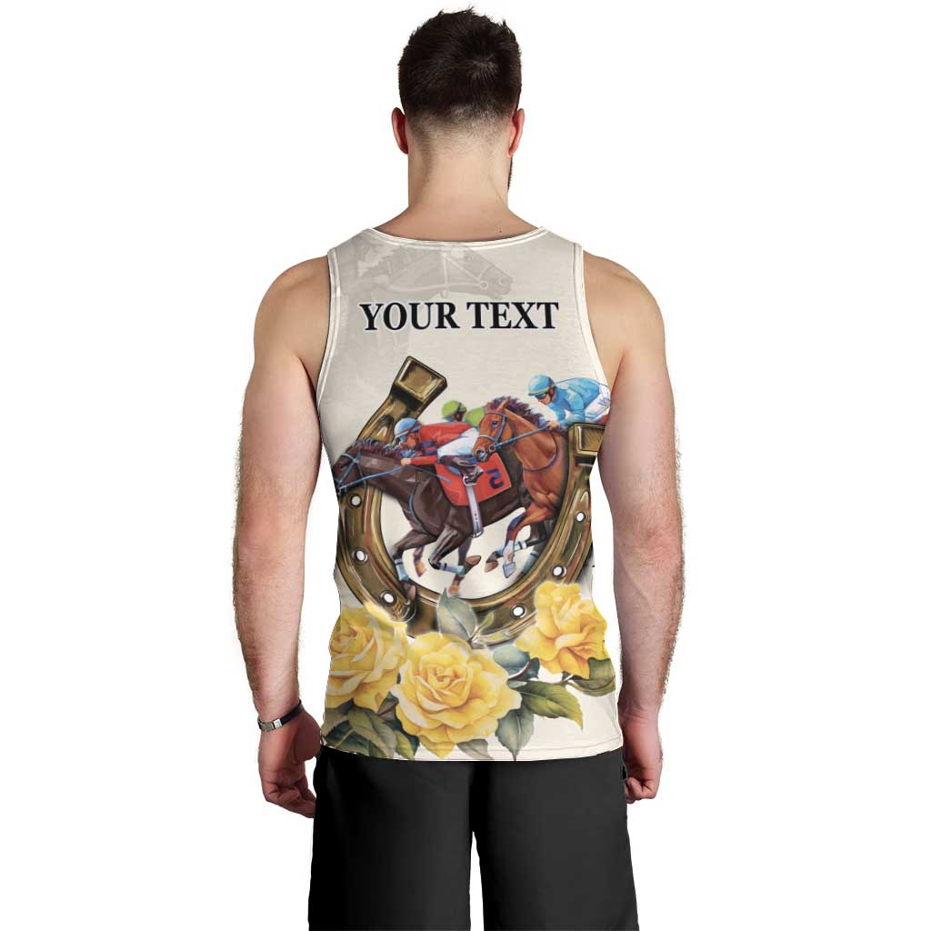 Melbourne Horse Racing Personalised Men Tank Top Australian Horse With Yellow Roses