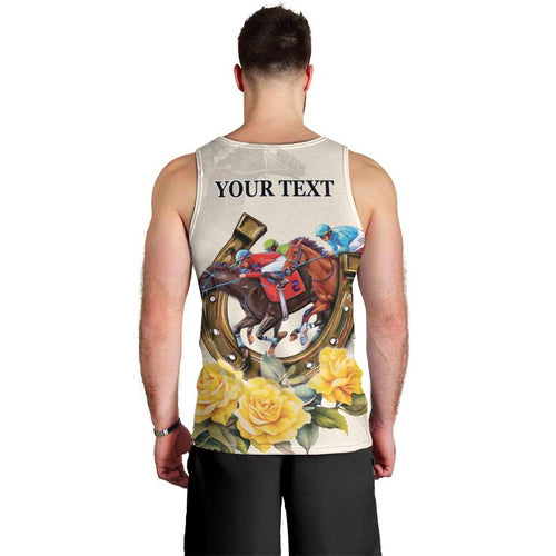Melbourne Horse Racing Personalised Men Tank Top Australian Horse With Yellow Roses